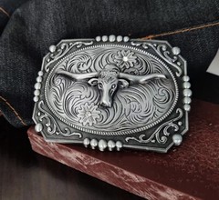 Western Cowboy Belt Buckle Longhorn Texas Bull Horse Buckles for Men Women