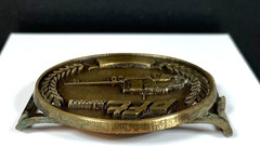 Vintage PFT Roberson Pre-Fab Transit Co. Solid Brass Slip Through Belt Buckle