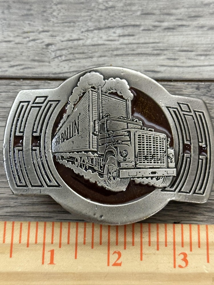 Vintage Great American Buckle Co Hi Ballin Truck Belt Buckle 1976 USA Metal