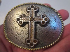 NOCONA RELIGIOUS CROSS WITH CRYSTALS BELT BUCKLE – GW-16