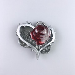 Vintage Enamel Rose Flower Floral Belt Buckle Gurtelschnalle