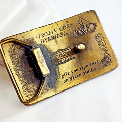Trojan Hybrids Belt Buckle Farm Seed Corn Ag Advertising Heavy 3 x 2