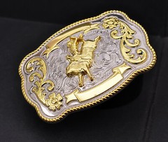 ROCK BULL RIDE RODEO LONG HUGE RODEO BIG COWBOY TEXAS WESTERN SHINE BELT BUCKLE