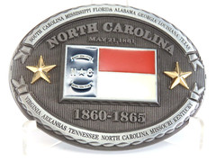 North Carolina NC State Flag Metal Belt Buckle CSA Southern States 3D New