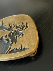 Vintage Collectible Moose Bronze Belt Buckle