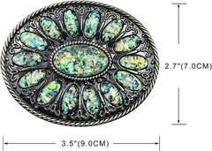 YOQUCOL Vintage Western Cowboy Native American Stone Belt Buckle for Men Black T