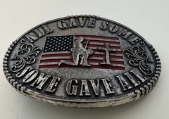 Silver Belt Buckle Cody James Men&rsquo;s Flag Patriotic Military Memorial Oval Large