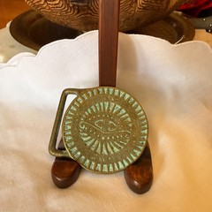 Trinity Hippie Egyptian Revival Style « Third Eye of God » Sold Brass Belt Buckle