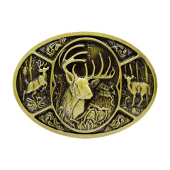 Men Women Gold Metal Belt Buckle Deer Nature Hunter Western Fashion Oval Unisex