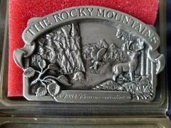 1984 Limited Pewter Siskiyou &lsquo;The Rocky Mountains&rsquo; Belt Buckle New In Box #801