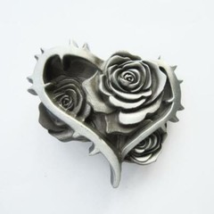 Rose Flower Heart Metal Belt Buckle