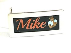 Adjustable Silver Belt Buckle Personalized Custom Black Letters Any Name or Word