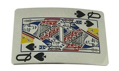 Initial Letter Q Queen of Spade Lucky Las Vegas Casino Silver Metal Belt Buckle