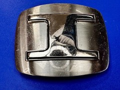 Custom Initial Block Letter Large I Silver Tone Outlined Reflective Belt Buckle