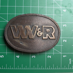 Vintage Brass Belt Buckle W&R Logo – R&M Industries USA – Western Cowboy Rodeo