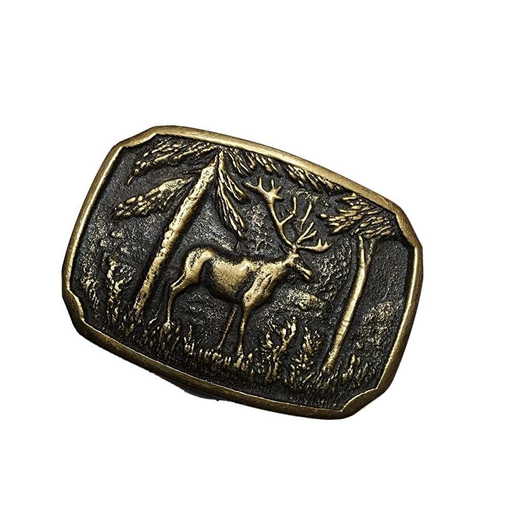 VINTAGE Bull Elk Brass BELT BUCKLE COLLECTIBLE HUNTING SPORTSMANSHIP