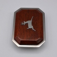 Vintage 3D Leaping Deer Belt Buckle Metal Wood Grain Heavy Duty Rare Collectible