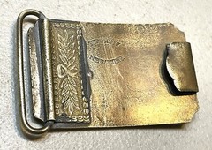 Vintage Antique Tiffany Solid Brass Relief Cowboy Fancy Belt Buckle