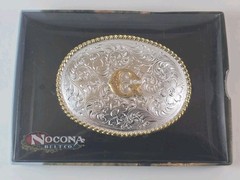 NOCONA Western Floral Scroll & « G » Initial Oval Belt Buckle☆NIB☆☆☆☆☆