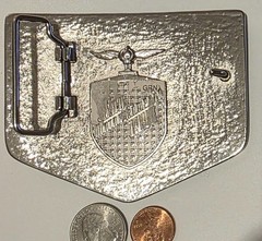 Vintage Metal Belt Buckle, Super Thick Metal, Green Enamel Chrome, Lions, Royal