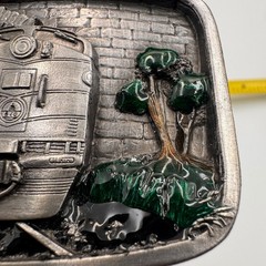 Vintage 1987 Bergamot Pewter Train Locomotive Belt Buckle X-45 Made in USA 3D