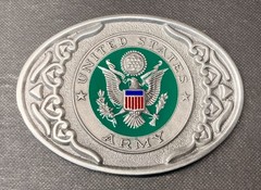 US ARMY Military Belt Buckle Pewter HAND PAINTED MADE IN USA