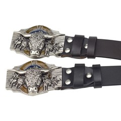 Tauren Ancient Silver Belt Buckle Metal Smooth Buckle 4.0 Cowboy for Men