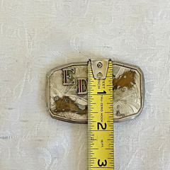 Vintage Hook-Fast Engraved Belt Buckle EDD Initials Silver Tone Western 3”