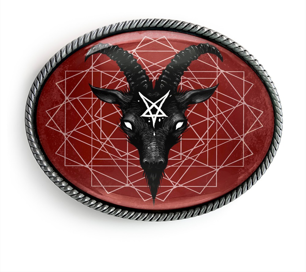 Satanic Goat Head Belt Buckle – Geometric Pentagram Witchcraft Belt Buckle – 8