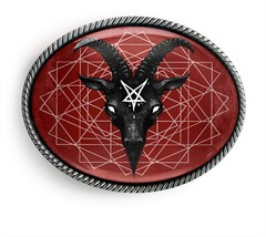 Satanic Goat Head Belt Buckle – Geometric Pentagram Witchcraft Belt Buckle – 8