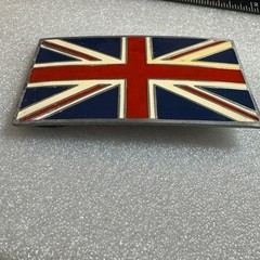 British Flag Belt Buckle Metal Pewter Tone Made Mexico Reissue