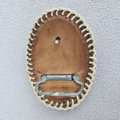 VTG Snakeskin Leather Belt Buckle Western Southern Cream Oval