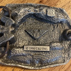 C&J 1996 BELT BUCKLE Train Engine #203 Indian Warrior Headdress, #1691