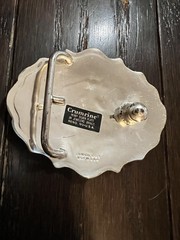 VTG Western Belt Buckle Crumrine Oval Silver & Gold, Horse & Foal Design Bronze