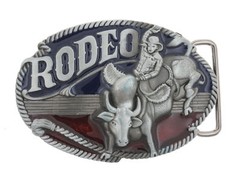 Rodeo Cowboy Bull Rider Riding Enamel Metal Belt Buckle
