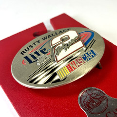 Rusty Wallace #2 Miller Lite Belt Buckle Limited Edition #2888 Pure Pewter 3&Prime;