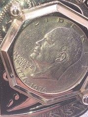 Double Eisenhower SILVER DOLLAR Coins Belt Buckle 1776 – 1976 Centennial 4×2.75”
