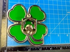 Lucky Four Leaf Clover Enameled Shamrock Large Belt Buckle with Bottle Opener