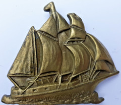 vintage 1970s belt buckle 2 mast sailing ship vessel 3&Prime; long