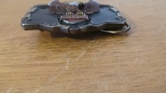 vtg THE GREAT AMERICAN BUCKLE CO Eagle America gun BELT BUCKLE —Live & Ride—