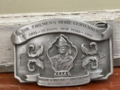 The Fireman&rsquo;s Home Centennial F.A.S.N.Y. Hudson NY Belt Buckle Fire Department