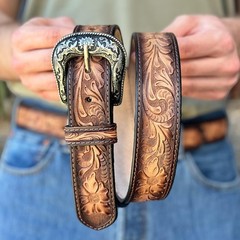 DANIEL&rsquo;S ARTPLANET Western Belt for Men Full 34 (fits size 30 jeans), Brown