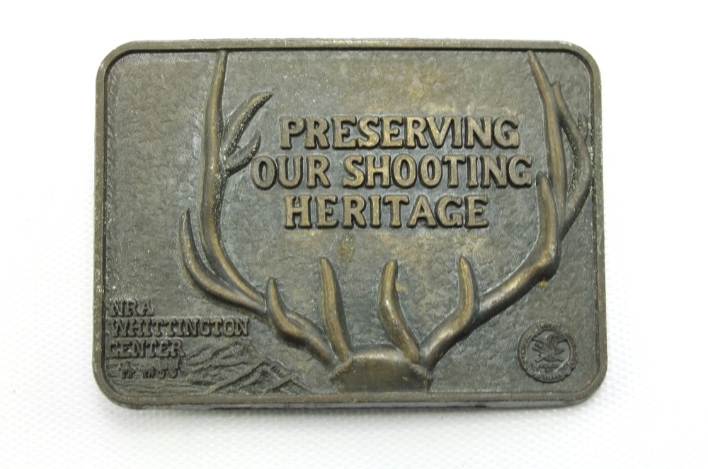 Vintage NRA Preserving Our Shooting Heritage Hunting Buck Antler Belt Buckle