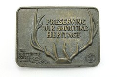 Vintage NRA Preserving Our Shooting Heritage Hunting Buck Antler Belt Buckle