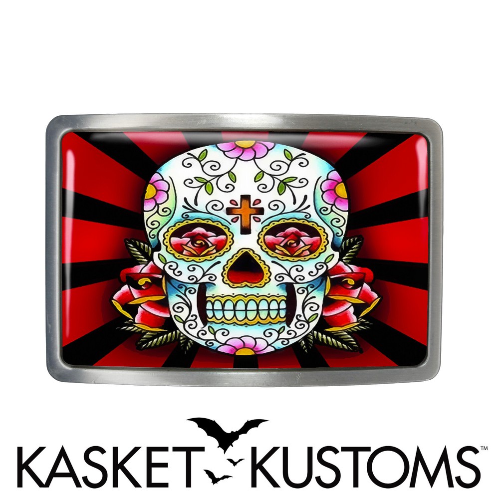Day of the Dead Belt Buckle – Dia De Los Muertos Sugar Skull Belt Buckle – 61