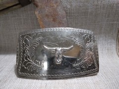 Vintage, Bull Belt Buckle, 3 inches x 2 inches