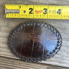 Belt Buckle Alligator Leather Western Cowboy Stitched 4” Brown