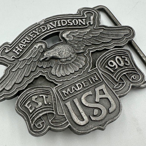 Harley Davidson Eagle Made in USA Belt Buckle Vintage Pewter Moto