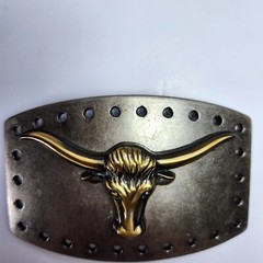 Vintage Longhorn Steer Belt Buckle Silver Gold Tone Western Cowboy Rodeo 4.25&Prime;