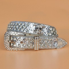 Skull Western Crystal Studded Belt Cowgirl Cowboy Rhinestone Belt For Women Men